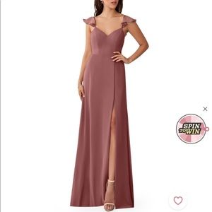Azazie bridesmaids dress is desert rose